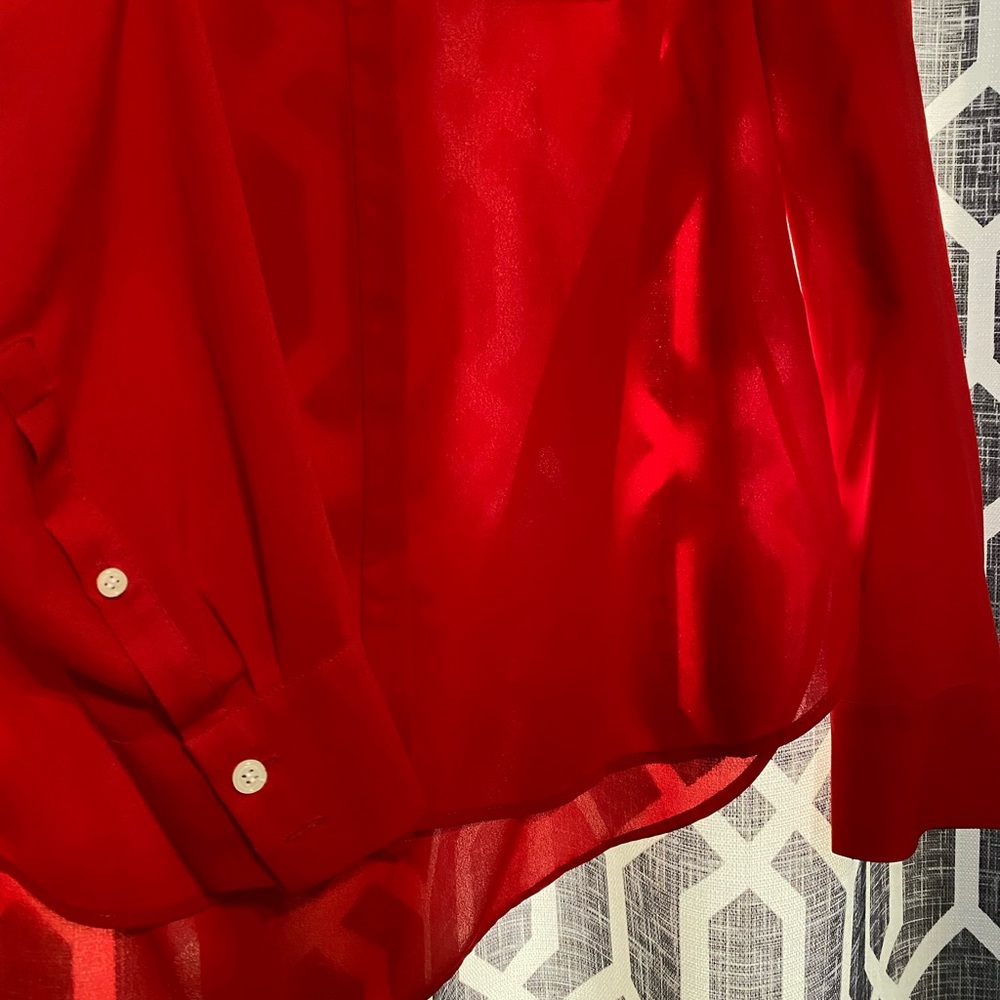 J. Crew Red Button Down Pleated Front - image 2